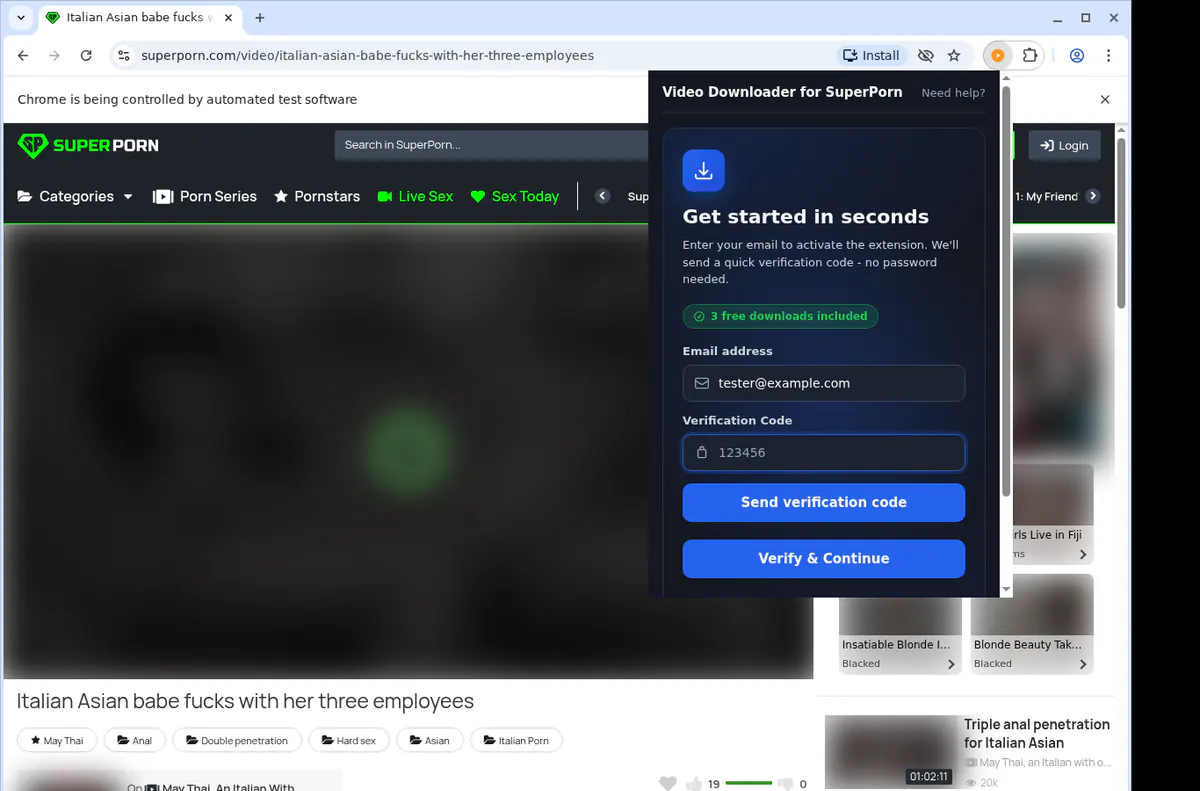 Superporn Video Downloader browser extension screenshot 4
